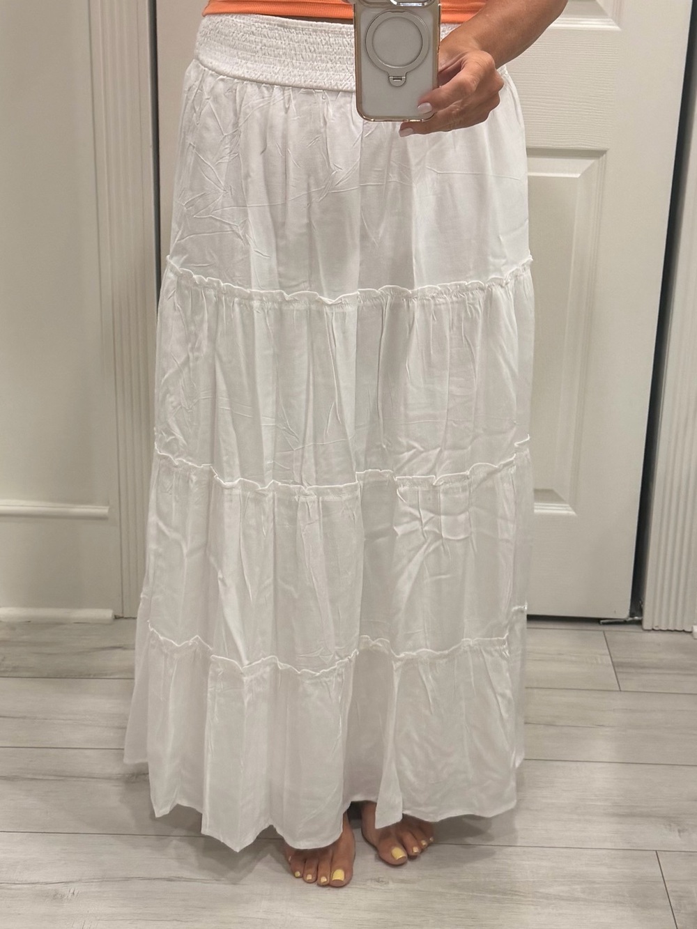 White Tiered Maxi Skirt - Lightweight Summer Skirt